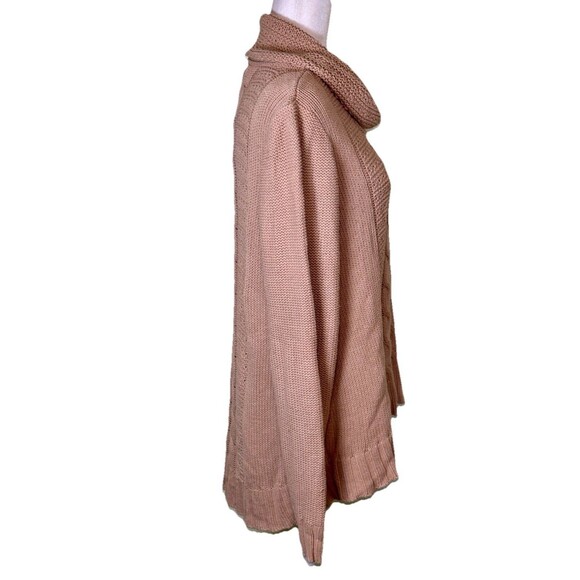 Women’s Beige Cable Knit Cowl Neck Chunky Sweater Minimalist Comfy Winter Sz XL - Picture 4 of 9